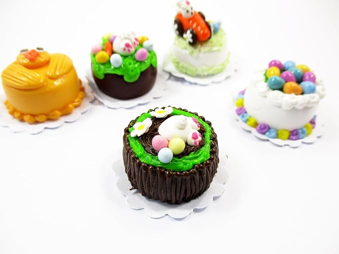 Dollhouse 5 Tiny Easter Cake 1:12 Miniature Decoration Bakery Cake Supply 16921