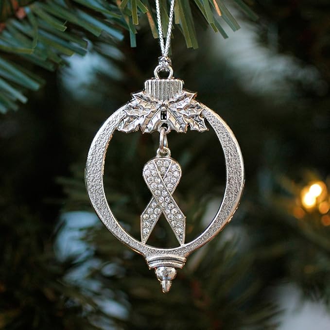 Inspired Silver - Clear Ribbon - Silver Christmas Ornament - Unique Charm Christmas Tree Ornament - Holiday Hanging Decoration