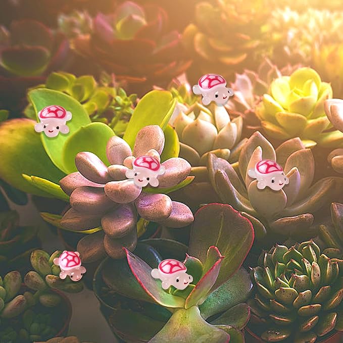 50pcs Luminous Mini Resin Turtles, Resin Animals, Mini Turtles, Marine Craft Decoration, Suitable for Decoration of Gardens, Parties, Miniature Landscapes (Baby Pink)