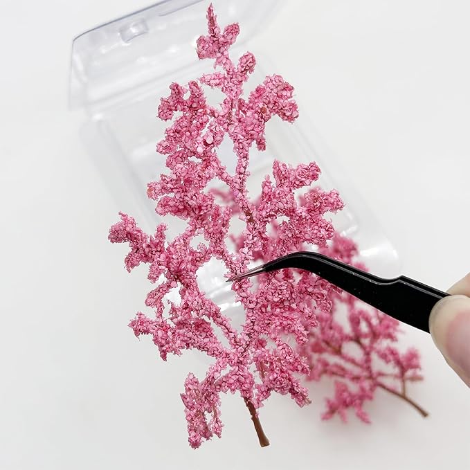 Cayway Miniature Colorful Flower Cluster, Pink Trees Static Grass Tufts Flower Vegetation Groups for DIY Model Train Landscape Railroad Scenery