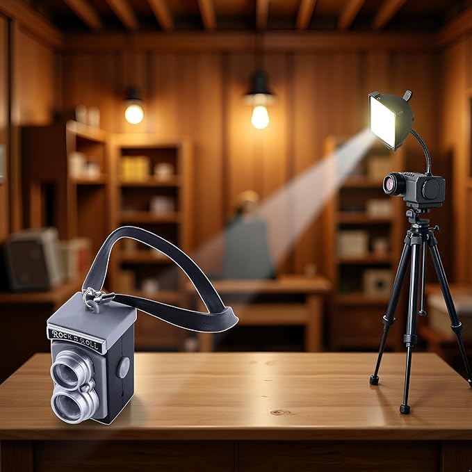 Mini Camera for Dolls, Dollhouse Miniature Digital SLR Camera Dolls House Decoration Mini Camera Ornament Vintage Camera Model Dollhouse Accessories