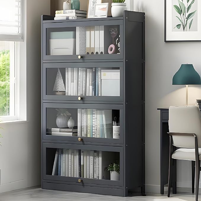 Display Cabinet with Acrylic Doors,55" High Display Case, 4-Tier Curio Cabinet, Collectibles Toy Organizers Rack & Display Shelf, Bookcase for Home, Office, Study, Living Room