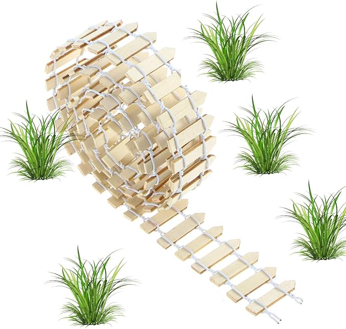 VORCOOL Small Wood Fence Miniature Fairy Garden Kit Micro-Landscape Accessories Dollhouse Decor Bonsai Terrarium Ornament（100cm x 3cm）