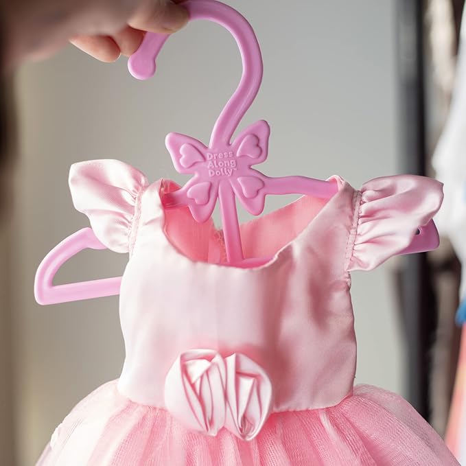 Doll Full-Outfit Clothes Hangers for 18" Doll Clothes- 12pk Unique Design Compatible w American Girl Holds Your Top & Bottom at Once Including Dresses, Pants, Shirts, Skirts - White