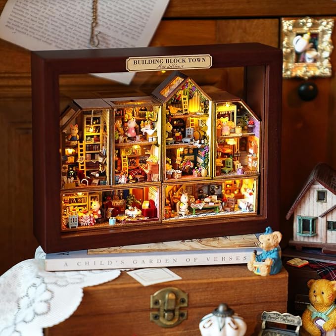 DIY Miniature House Kit, CUTEROOM Mini House Kit for Adult to Build, Wooden Dollhouse Making Kit with Furniture, Christmas Birthday Gifts