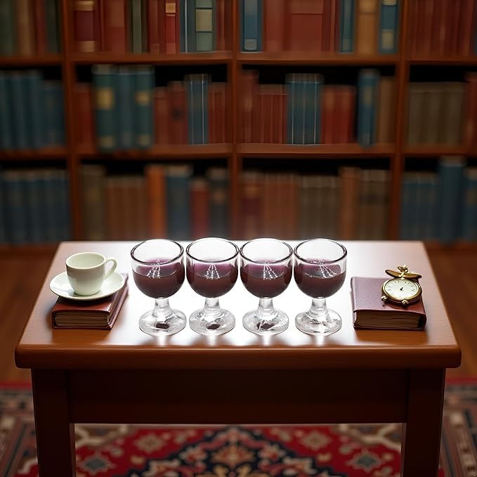 4 Pcs Red Wine 1/12 Miniature Wine Glasses Dollhouse Decoration Accessories Decoration Model Living Room Scene Craft Displays