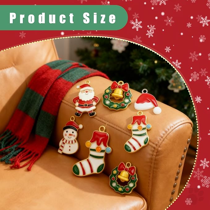 VPDSLABUBU Accessories for 3.9-6.7In(10-17cm) Dolls,8 Pcs Accessories,Including 1 Pearl Necklace,5 Christmas Collection Pendants,and 2 Spring Clips,Meet Your DIY Needs(Christmas)