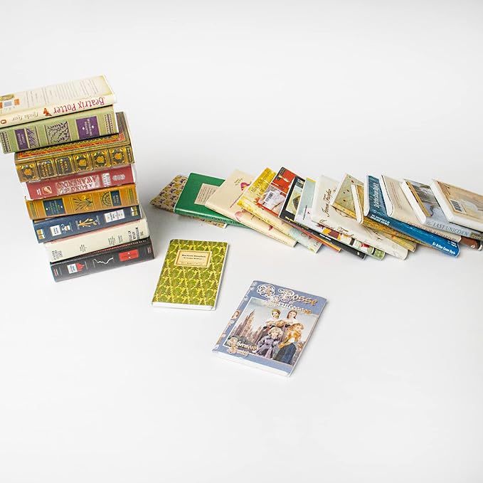 X Hot Popcorn 25Pcs Miniatures Doll House Books, Mini Books Library Bookshelf Fillers Mini House Accessories Wooden Mini Books Model Decoration for Doll House Decor