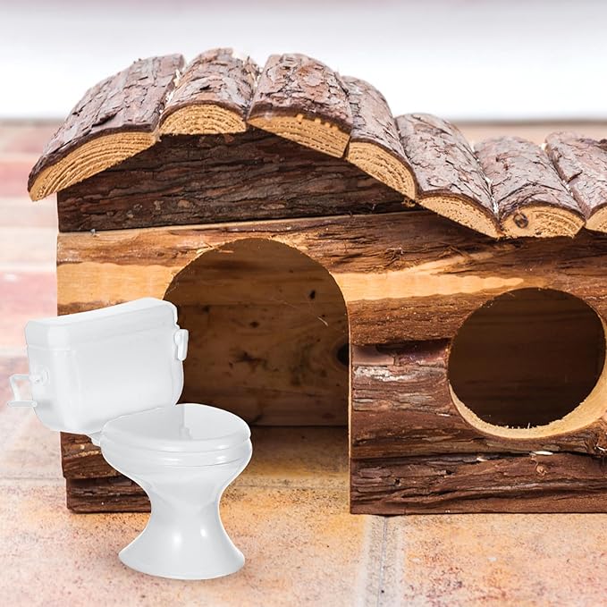 FAVOMOTO 6PCS Mini Toilet Seat Toy, Plastic Doll House Toilet Furniture Bathroom Accessories Decorative for Dollhouse DIY Miniature Landscapes