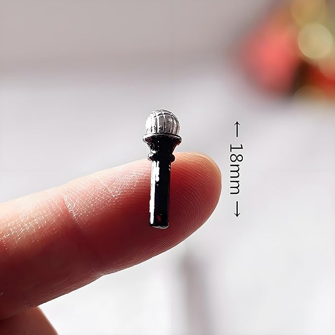 1/12 Scale Dollhouse Miniature Metal Microphone Stand, Adjustable Studio Recording Equipment for Music Room, Realistic Miniature Decor Accessories, Doll House Accessories and Furniture