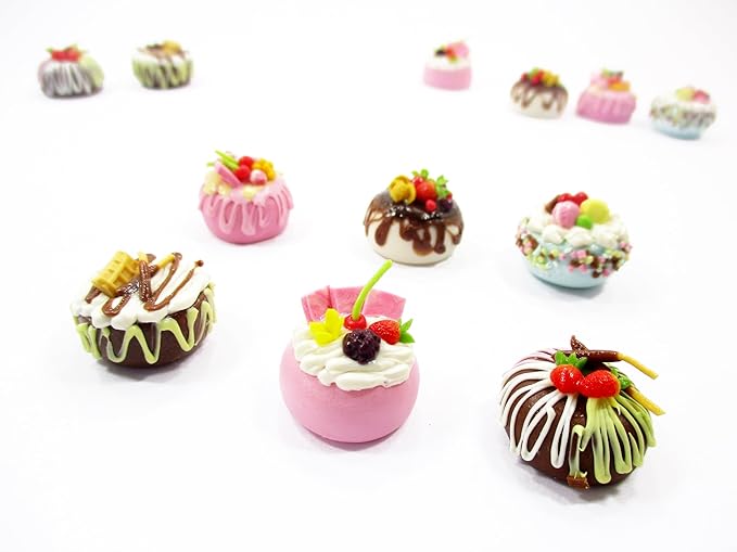 Dollhouse Miniature Food 6 Mixed Fruit Flower Cake 1.8 cm Mini Tiny Bakery 16241