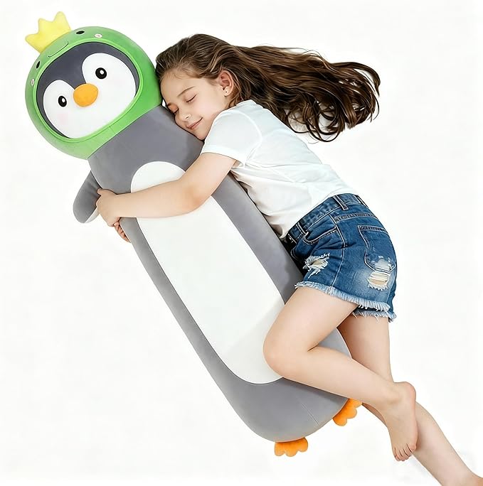 36 inch Long Penguin Plush Toy, Big Stuffed Animal with Cute Dinosaur, Cuddle Sleeping Body Pillow Penguin Plushies Gifts for Kids Boys Girls, Birthday, Halloween, Christmas