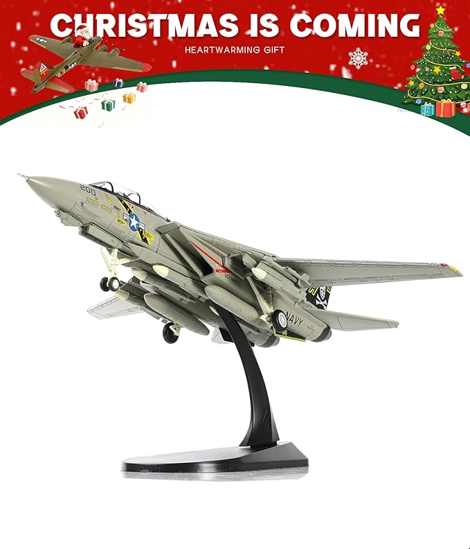 1/100 F-14 Tomcat Fighter Aircraft Model Fighter U.S. Navy VF-84 Jolly Rogers Airplane Model with Display Stand Pre-Built Military F14 Plane (VF-84) Collection Gift for Adults