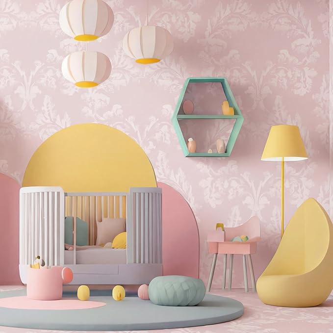 Flutesan 12 Pcs Miniature Dollhouse Wallpaper and Flooring Peel and Stick Mini DIY Self Adhesive Dollhouse Accessories 8.27 x 11.69 Inch (Vintage Pink)