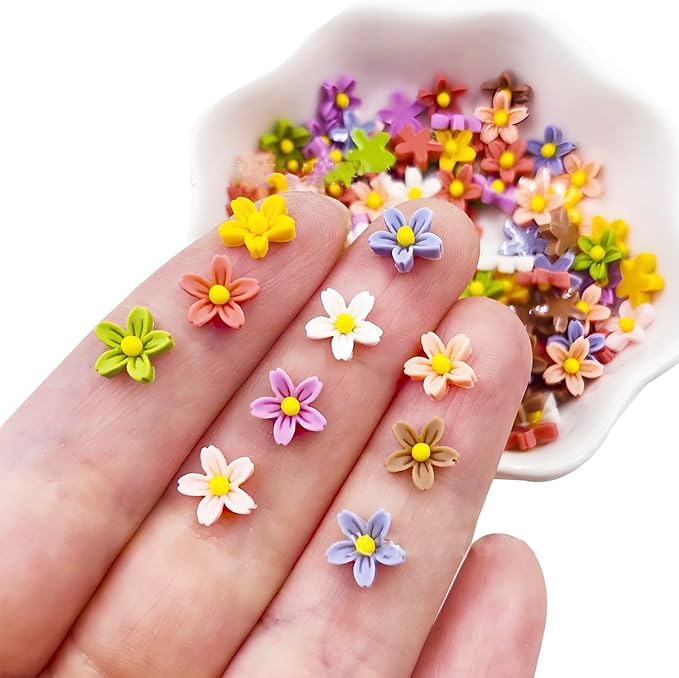 220PCS Resin Daisy Flowers for Crafts Dollhouse Miniatures Resin Mini Things Tiny Daisy Flowers for Fairy Garden Dollhouse Micro Landscaping Decoration