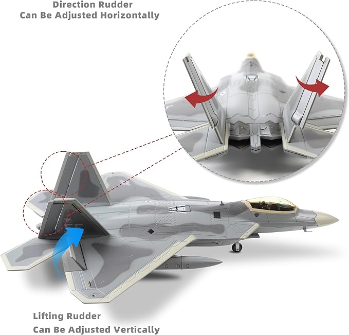 Classic USA F22 Raptor Fighter Attack Pre-Build Model 1:72 Aircraft Alloy Diecast Airplane Military Display Model Aircraft for Collection or Gift (FF 27th FS)