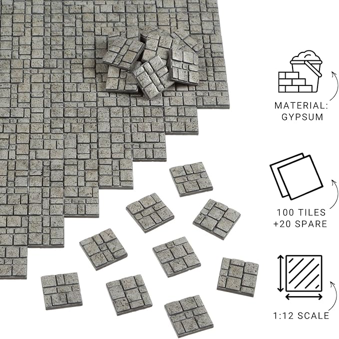 100pcs, Dollhouse Miniature Paving Stones, Tiles for Modeling, Fairy Garden, and Tabletop Terrain, REDUCIO!