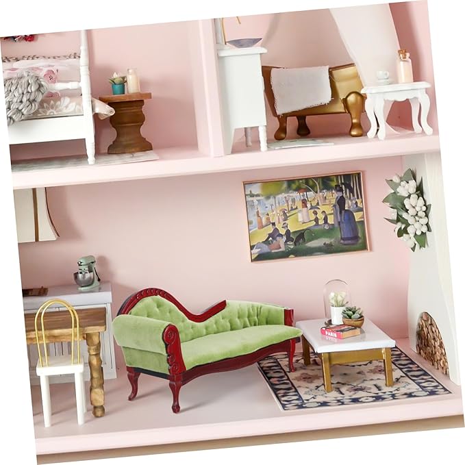 Doll House Mini Chaise Couch Ornaments Dollhouse Living Room Furniture Dollhouse Sofa Arm Chair Miniature Couch Mini Sofa Model Doll Furniture Miniature Vintage Sofa Sofas Birch