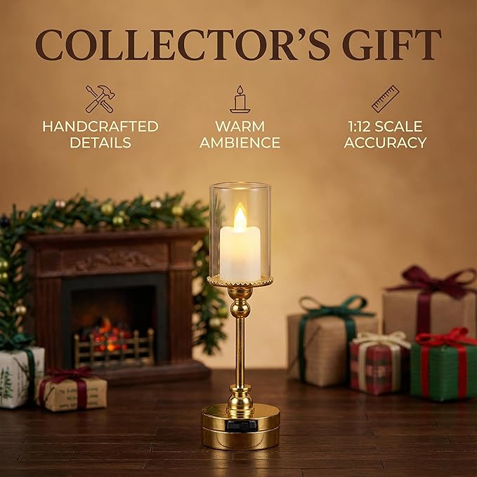 TOYANDONA Dollhouse Miniature Table Lamp – 1:12 Scale Glass Dome Candle-Style Light, Battery Operated Decorative Dollhouse Lighting for Indoor Outdoor Doll House Furniture & Room Decor