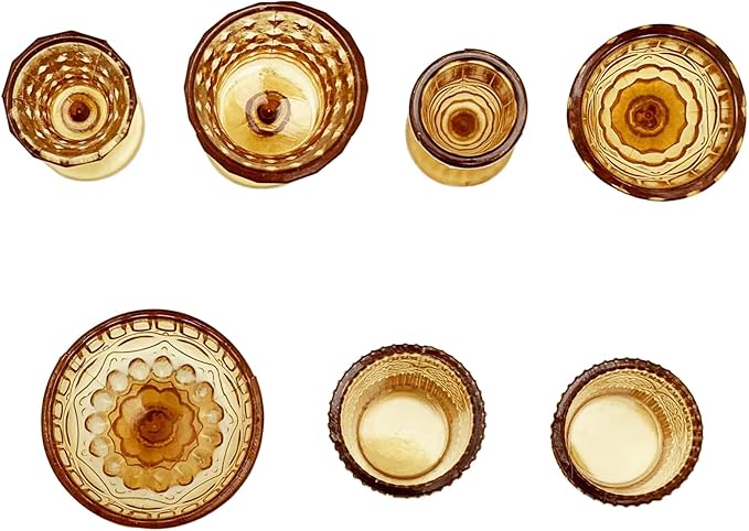 PRETTYLIFE 7PCS Miniature Dollhouse Cups Mini Ice Cream Wine Glass Water Drink Cups Set for DIY 1:6 Miniature Kitchen Accessories Micro Scene Decor (Brown)
