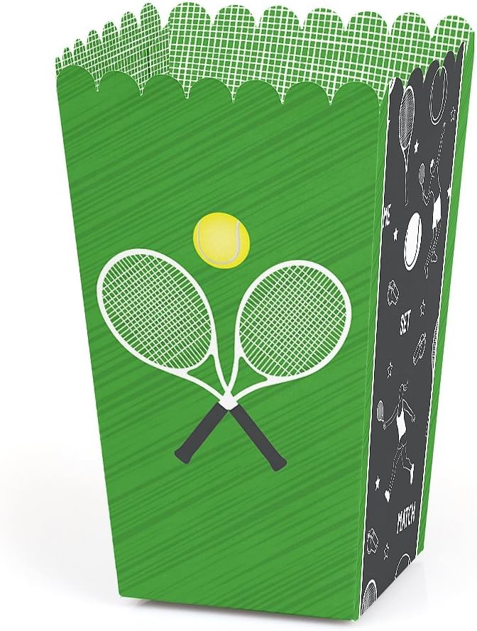 Big Dot of Happiness You Got Served - Tennis - Baby Shower or Tennis Ball Birthday Party Favor Popcorn Treat Boxes - Set of 12