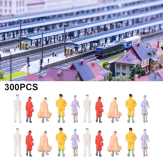 300Pcs Small 1: 87 Ho Scale Tiny People Figurines Miniature For Park Street Scenes Sitting Standing Architectural Painted Figures