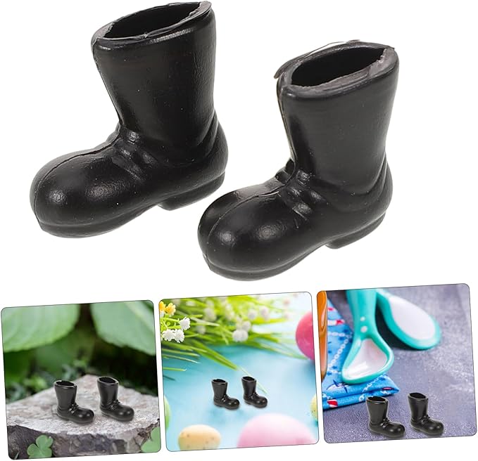 TOYZFRIENDY 100pcs Santa Claus Boots for Dolls Charming Christmas Decorations for DIY Crafts for Holiday Table Centerpieces Black Miniature Shoes