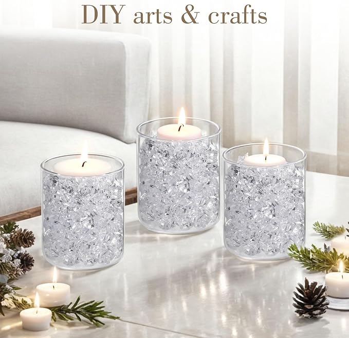 DomeStar 1000PCS Fake Ice, Acrylic Fake Diamonds Vase Filler Plastic Gems Clear Rocks for DIY craft Table Scatter Decor