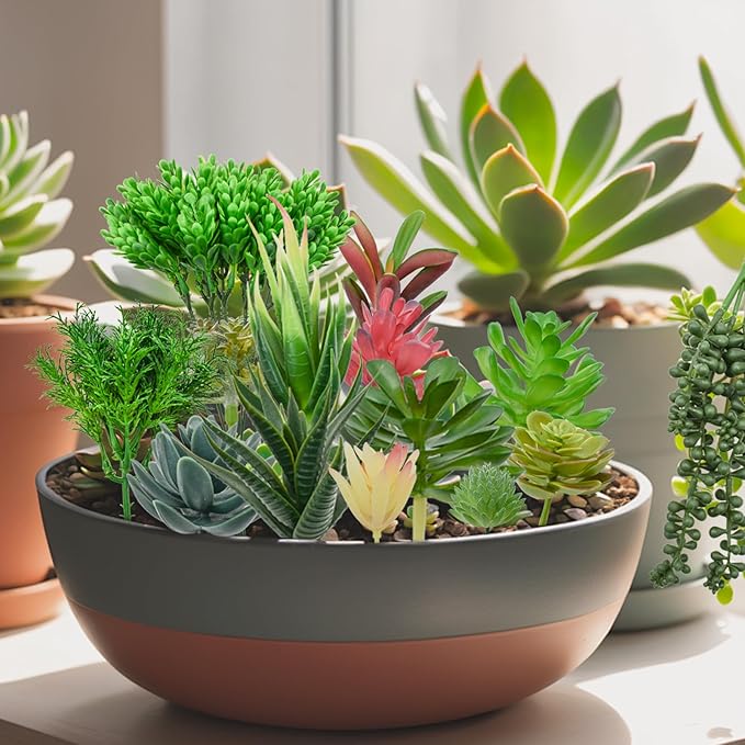 Bacucine 18pcs Artificial Succulent Plants Realistic Unpotted Fake Succulents Mini Faux Plants for Garden Office Party Indoor Outdoor Home Decor