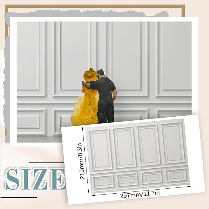 Flutesan 12 Pcs Miniature Dollhouse Wallpaper and Flooring Peel and Stick Mini DIY Self Adhesive Dollhouse Accessories 8.27 x 11.69 Inch (Vintage Artistic)
