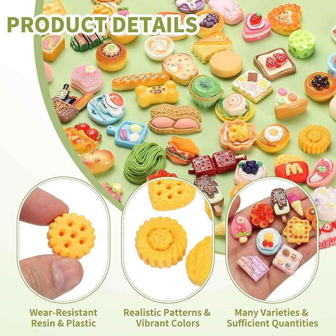 Dollhouse Miniature Food, Cute Mixed Biscuit Figures Toys Mini Resin Foods Trinkets for Pretend Play Kitchen Cooking Game & Doll House Decor (Yellow, 20pcs)
