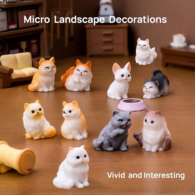 24 Pcs Mini Cat Dog Figurines Set, Cute Realistic Resin Animal Models & Cake Toppers, Miniature Ornaments for Home Desk Decor, Birthday Party Favors, Car Decor, Wedding