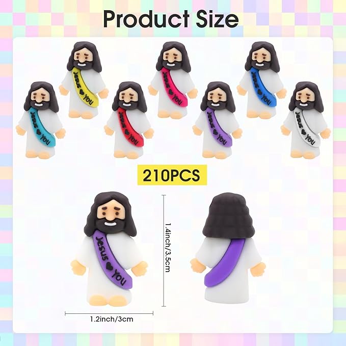 210 Pack Little Jesus Figurines in Bulk, Pocket Jesus Loves You, Jesus Small Figures, Little Tiny Jesus Figures for Church Christmas Party Favors Baptism Gifts