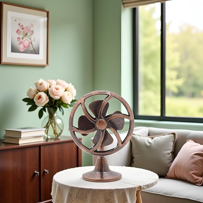 Bronze 1/12 Miniature Fan Dollhouse Decoration Accessories, Home Outdoor Decoration Model Living Room Scene Craft Displays