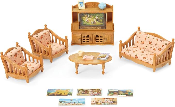 Calico Critters Comfy Living Room Set - Toy Dollhouse Furniture & Accessories Set for Ages 3+