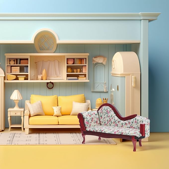 COHEALI Mini Doll House Furniture - 1 12 Scale Vintage European Style Sofa for Dollhouse Decoration and DIY Miniature Scenes