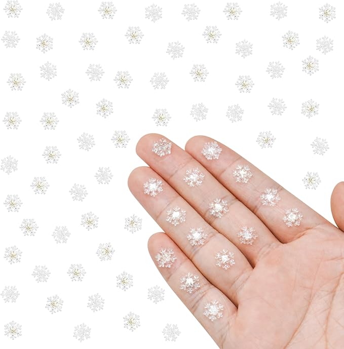 200 Pieces Mini Snowflakes for Craft Dollhouse Miniatures Transparent Tiny Snowflakes Tiny Christmas for Dollhouse Fairy Garden Micro Landscaping Decoration