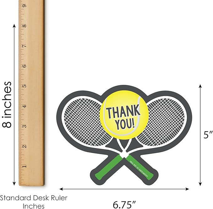 Big Dot of Happiness You Got Served - Tennis - Shaped Thank You Cards - Baby Shower or Tennis Ball Birthday Party Thank You Note Cards with Envelopes - Set of 12