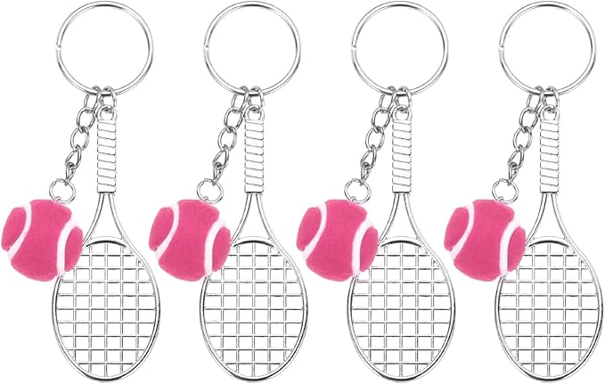 PATIKIL Tennis Keychain,Metal Tennis Racket Key Chains Sports Novelty Charm Pendant for Backpacks,Party Favor, Sports Fan