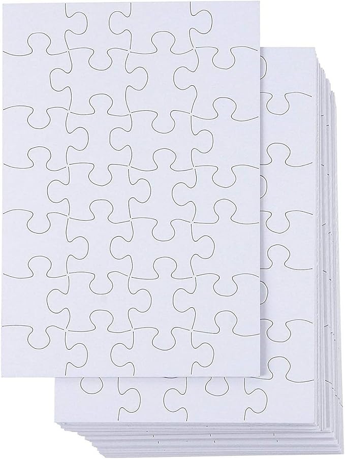 Juvale DIY Crafts Kit - Make Your Own Custom Puzzle Canvas - Mini Puzzles for Kids & Bulk Craft Kits - 6 x 8 in, 28 Pieces, 48-Pack