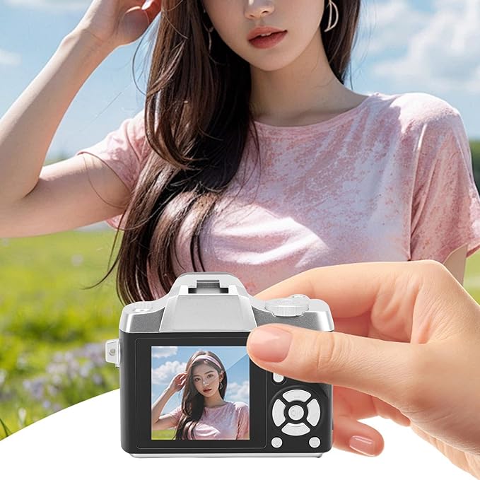 Zunate Mini Keychain Camera, 48MP HD Mini Retro Digital Camera, Portable Small Cameras Vintage Compact Micro Cameras, 1.54 inch HD Screen for Travel Study Recording (Black)