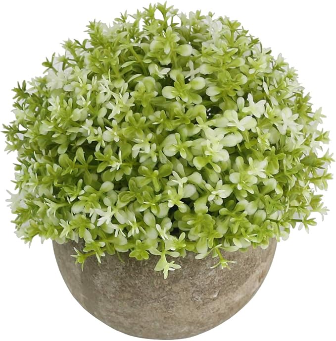 Ogrmar 4PCS Mini Plastic Artificial Plants Grass in Pot/Small Artificial Faux Greenery/Mini Plants Topiary Shrubs Fake Plants for Bathroom, House Decorations