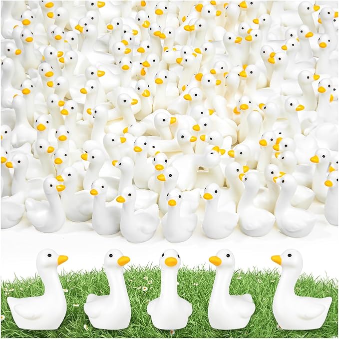 90Pcs Mini Gooses Resin, Tiny Resin Goose DIY Crafts, Lawn Yard Garden Decorfor Dollhouse Fairy Gardens Micro Landscape DIY Crafts