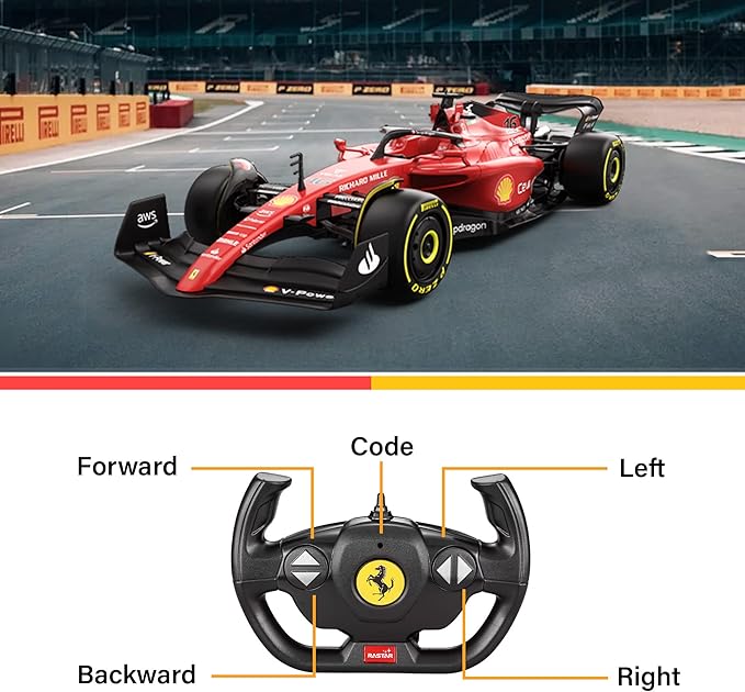Voltz Toys Authentic Licensed 1:12 Ferrari F1 75 Remote Control Car - F1 Collection RC car Series for Kids and Adults - 2.4GHz RC Car for Gift (1:12 Ferrari F1 75)