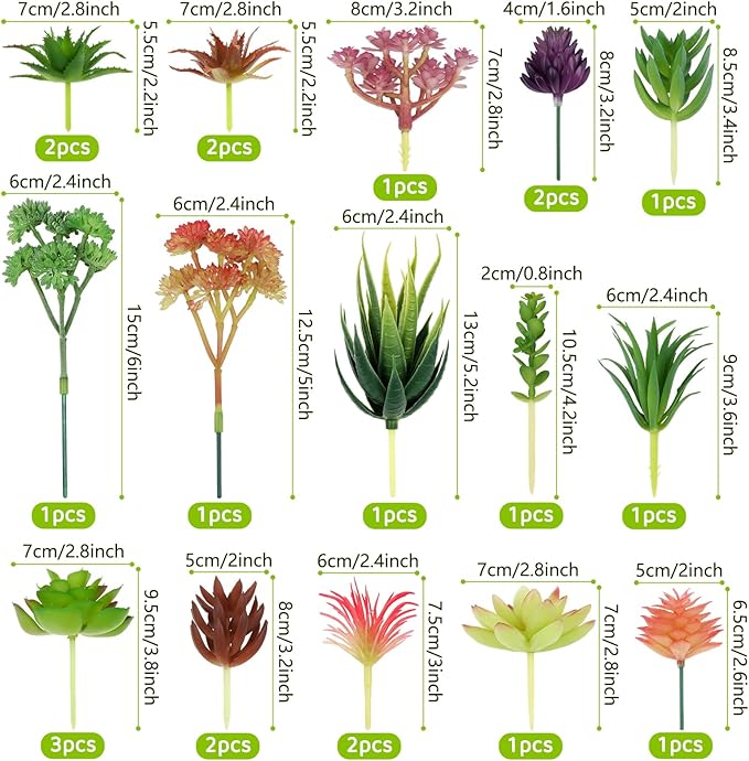 QUOZUO Colorful Succulents Plants Artificial, 22PCS Mini Artificial Succulents, Fake Succulents Plant for DIY Crafting Home Garden Office Party Decoration, Colorful