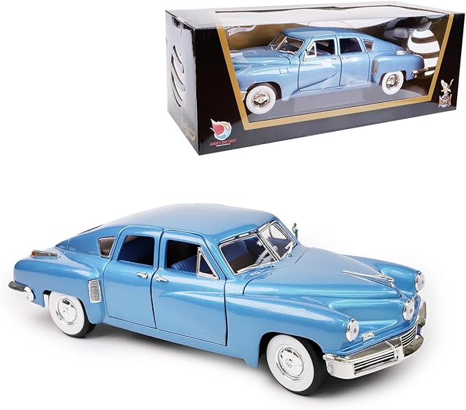 1948 Tucker Torpedo 1:18 Diecast Model Car - Cyclops Headlight, Opening Doors, Steering Linkage | Premium Gift Box, Man Cave Decor | Ages 14+,Blue