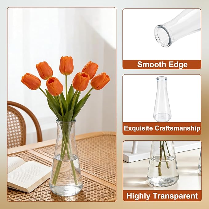12pcs Glass Bud Vases for Centerpieces, Clear Small Flower Vases Wedding Table Decor for Wedding Decorations Indoor Home Party Decorations, 7.2"