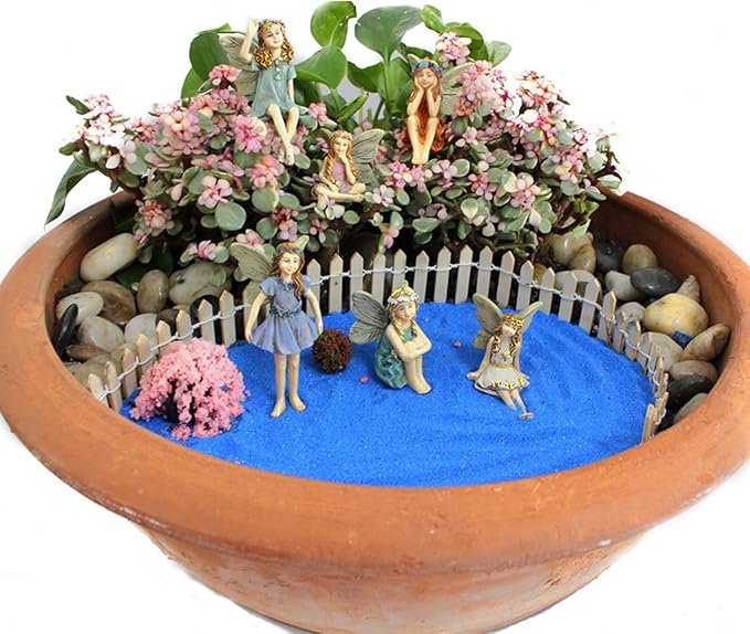 CUIWEI 6 Pcs Mini Garden Figurines Miniatures Fairies Decor for Fairy Outdoor Lawn Yard Home Decoration Indoor Lovely Vintage Resin Fairy Accessories