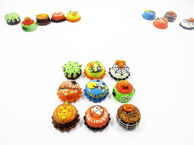 Dollhouse Miniature Food 9 Mini Halloween Mixed Cake 1.5 cm Bakery Supply 16081
