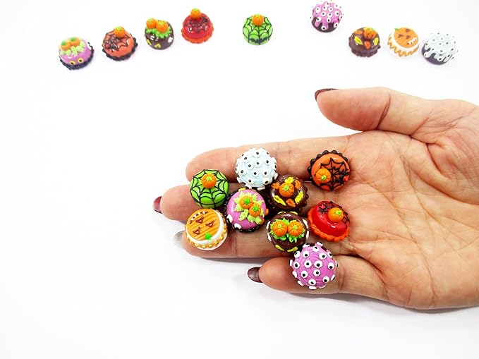 Dollhouse Miniature Food 9 Mini Halloween Mixed Cake 1.5 cm Bakery Supply 16672